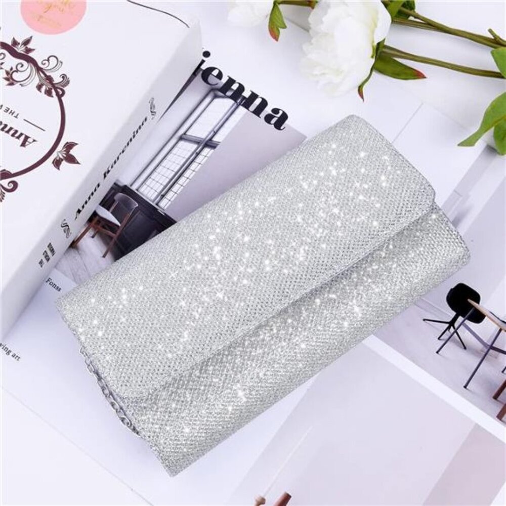 Clutch Purse, Evening Bag for Women Zipper Shoulder Bag for Wedding and Party - Picture 6 of 8
